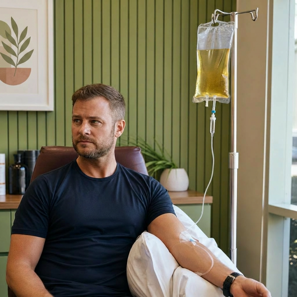 Man receiving wellness treatment at Drip Health