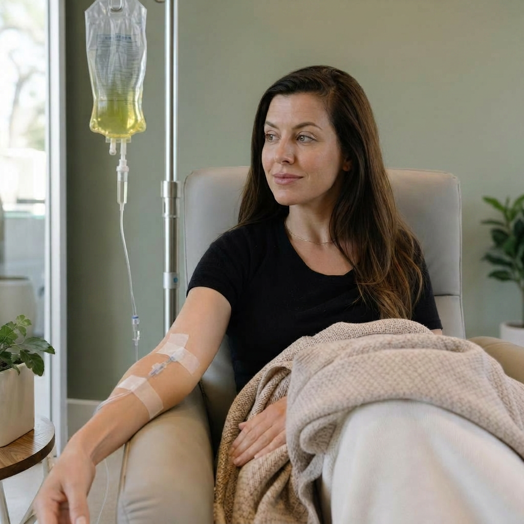 Woman receiving wellness treatment at Drip Health